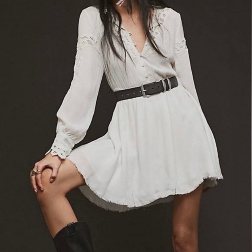 $148 NWT Free People One Paige Ivory Long Sleeve Dress Size Small